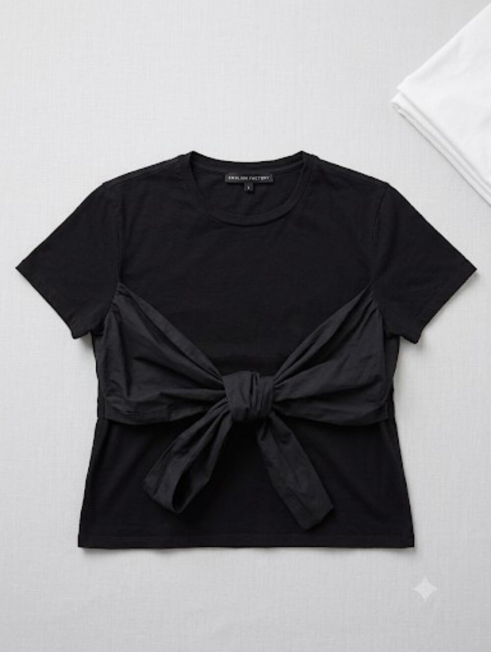 English Factory Black Tie-Front Women's Top